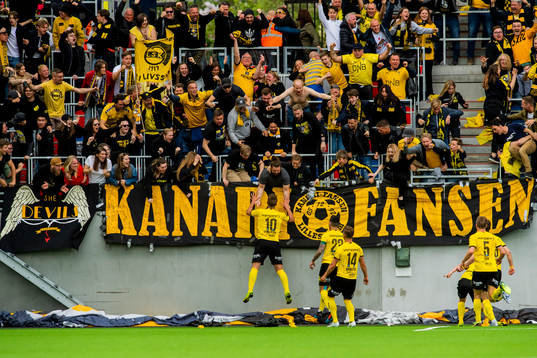 Thomas Lehne Olsen of Lillestrøm celebrates after scoring 0-2