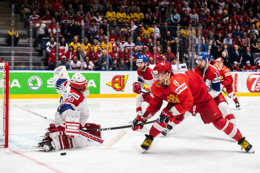 Goaltender Simon Hrubec of Czech Republic and Alexander