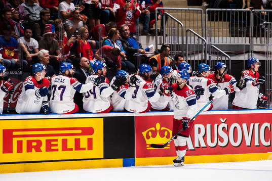Michal Repik of Czech Republic celebrate with teammates