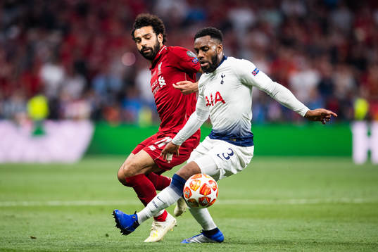 Danny Rose of Tottenham and Mohamed Salah of Liverpool