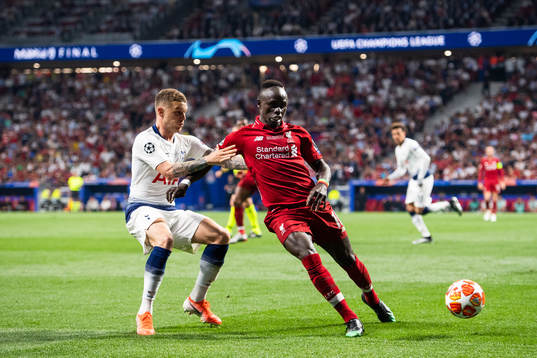 Kieran Trippier of Tottenham and Sadio Mane of Liverpool