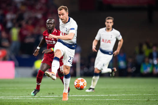 Christian Eriksen of Tottenham and Sadio Mane of Liverpool