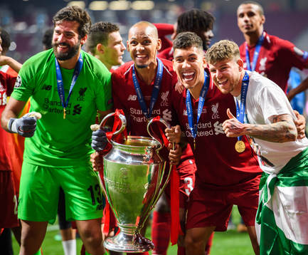 Goalkeeper Alisson Becker, Fabinho, Roberto Firmino and