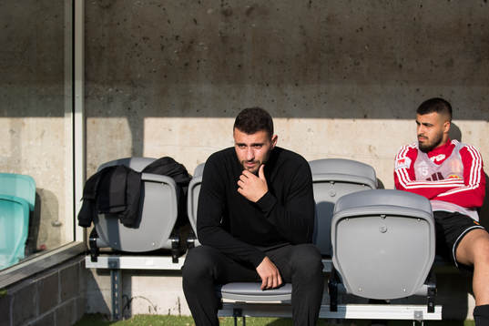 Syrianskas tillfällige tränare Mattias Genc  fotbollsmatchen i Superettan mellan Örgryte och Syrianska den 4 juni 2019 i Göteborg.
