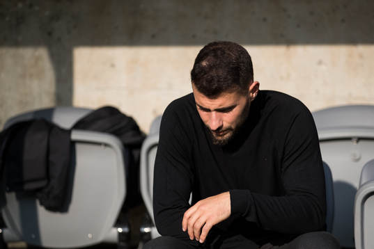 Syrianskas tillfällige tränare Mattias Genc  fotbollsmatchen i Superettan mellan Örgryte och Syrianska den 4 juni 2019 i Göteborg.