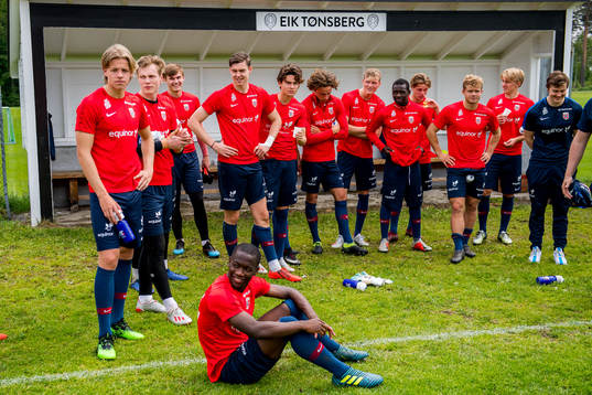 Jesper Daland, goalkeeper Kristoffer Klaesson, goalkeeper Mads Hedenstad Christiansen, Jørgen Strand Larsen, Robert Williams, Markus Solbakken, Colin Rösler, Halldor Stenevik, Joshua Kitolano, Mikael Ugland, Jonas Tillung Fredriksen and Mikael Tørset Johnsen of Norway