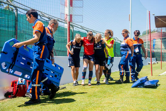 Emilie Bosshard Haavi of Norway is receiving medical