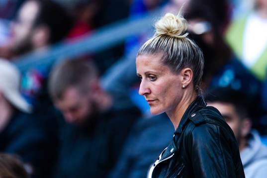  Anja Mittag in the stands ahead of the FIFA Women's World Cup match between Sweden and USA on June 20, 2019 in Le Havre.