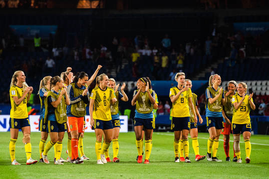 Players of Sweden celebrate