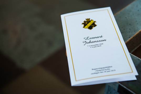 Leaflet of the funeral of former UEFA president Lennart Johansson