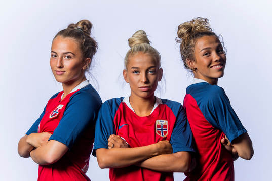 Matilde Alsaker Rogde, Rikke Bogtveit Nygard and Celin Bizet Ildhusøy of Norway pose for a portrait