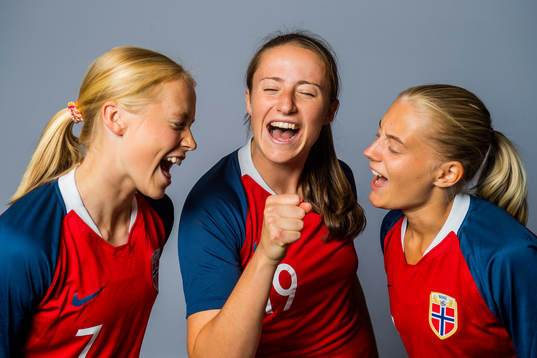 Julie Blakstad, Ragne Hagen Svastuen and Runa Lillegård of Norway pose for a portrait