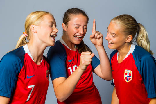 Julie Blakstad, Ragne Hagen Svastuen and Runa Lillegård of Norway pose for a portrait