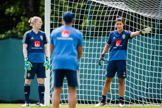 Goalkeepers Hedvig Lindahl, Zecira Musovic and Tomas