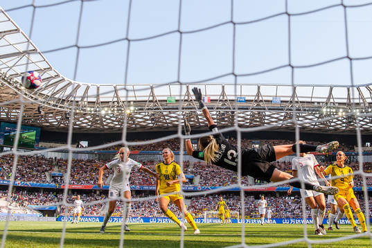 Sofia Jakobsson of Sweden , not pictured, scores the 0-2