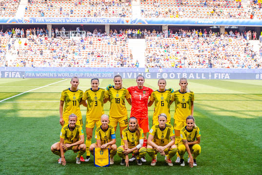 Starting eleven of Sweden with Stina Blackstenius , Linda
