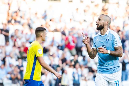 Guillermo Molins of Malmö FF celebrates after 6-0