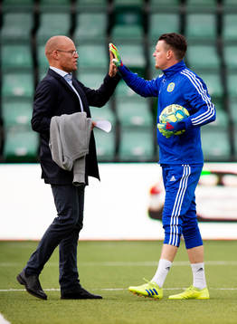 Sundsvalls målvakt Lloyd Saxton och tränare Joel