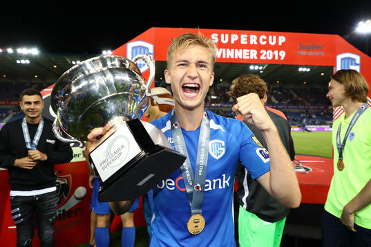 GENK, BELGIUM - JULY 20: Benjamin Nygren of Genk celebrates