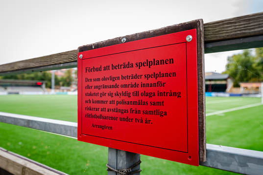 Förbudsskylt på Malmö IP