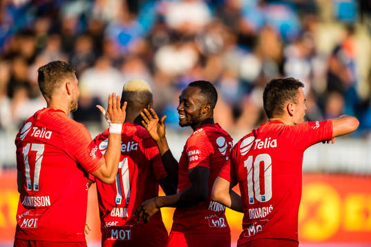 Gilbert Koomson of Brann celebrates after scoring the 0-3 goal