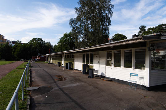 Generell vy över omklädningsrum på Mossens Idrottsplats den 8 augusti 2019 i Göteborg.