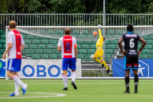 Goalkeeper Saku-Pekka Sahlgren of Sandnes Ulf miss to save the 2-0 goal