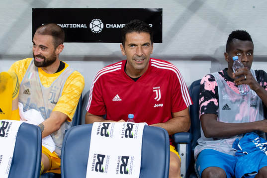 Goalkeeper Gianluigi Buffon of Juventus ahead of the International Champions Cup match between Atletico Madrid and Juventus on August 10, 2019 in Stockholm. 