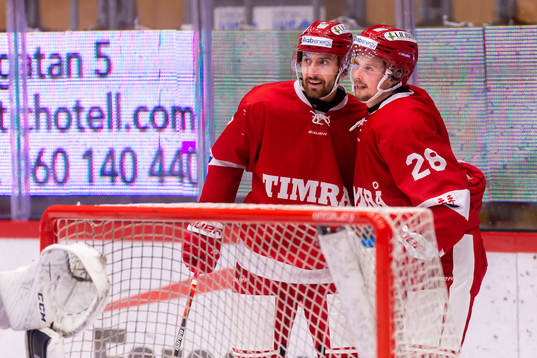 Timrås Albin Lundin och Jonathan Dahlén jublar