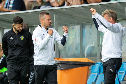 Göteborgs tränare Marcus Lantz jublar