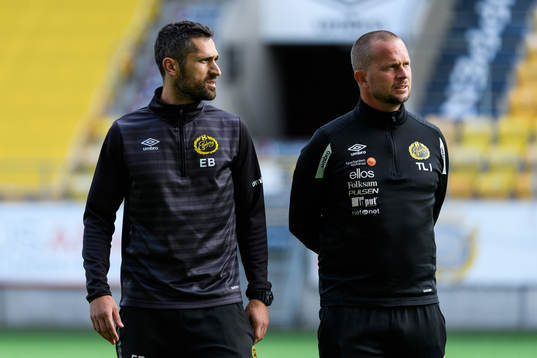 Elfsborgs U21 tränare Tobias Linderoth och Emir Bajrami