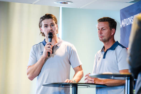 Linus Johansson and Johan Pennerborn, head coach of