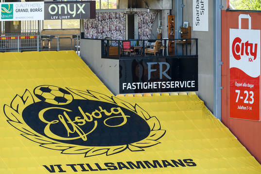 Vardagsrummet på Borås arena med utsikt över planen