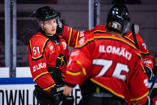 Filip Hållander of Luleå celebrates after 4-1 during the CHL game between Luleå and Liberec on August 31, 2019 in Luleå. 