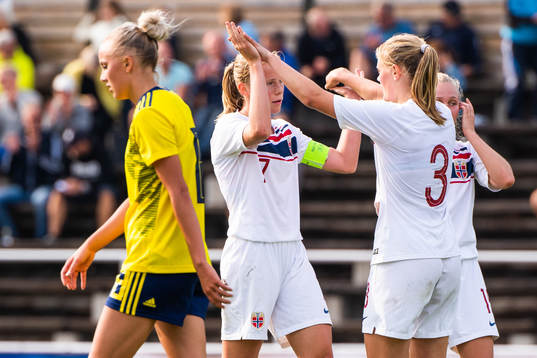 Julie Blakstad and Mathilde Hauge Harviken of Norway celebrate after the women's