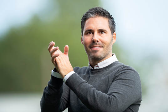 Marti Cifuentes, head coach of Sandefjord, celebrates