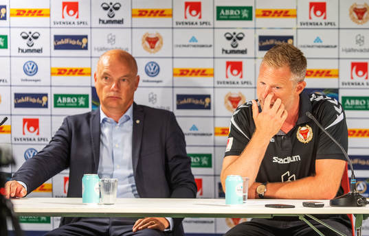 Kalmars tränare Magnus Pehrsson och Malmö FFs tränare Uwe Rösler