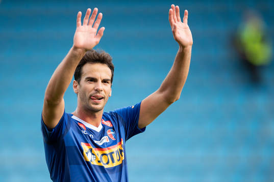 Enric Vallés of Sandefjord celebrates