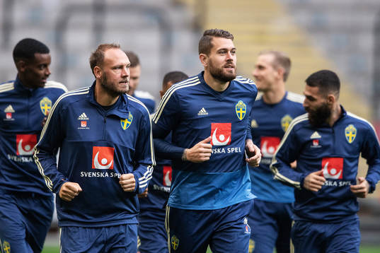 Andreas Granqvist and goalkeeper Kristoffer Nordfeldt of