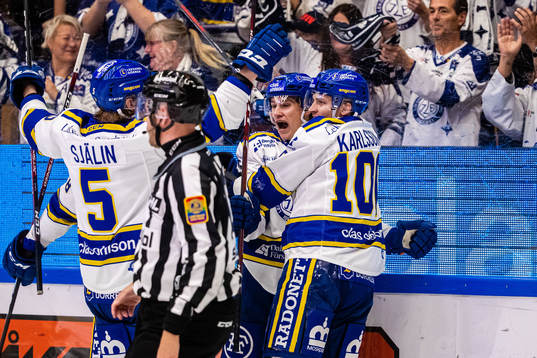 Leksands David Rundqvist och Martin Karlsson jublar