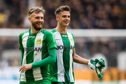 Hammarbys Simon Sandberg och Alexander Kacaniklic jublar