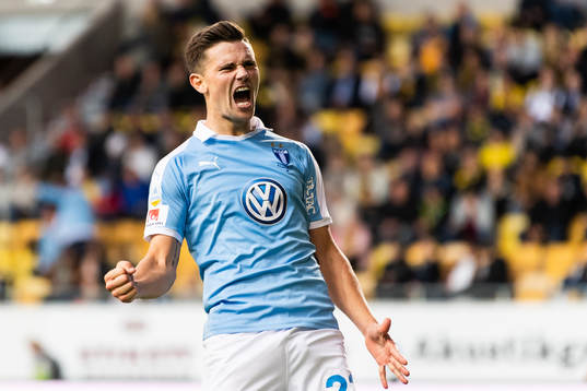 Malmö FFs Marcus Antonsson jublar efter att han gjort 0-3
