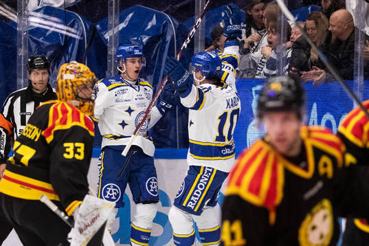 Leksands David Rundqvist och Martin Karlsson jublar