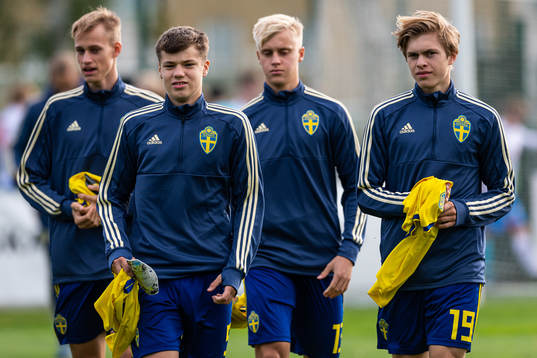Sveriges Oscar Vilhelmsson, August Karlin, Ludvig Nicklasson och Kristoffer Krebs