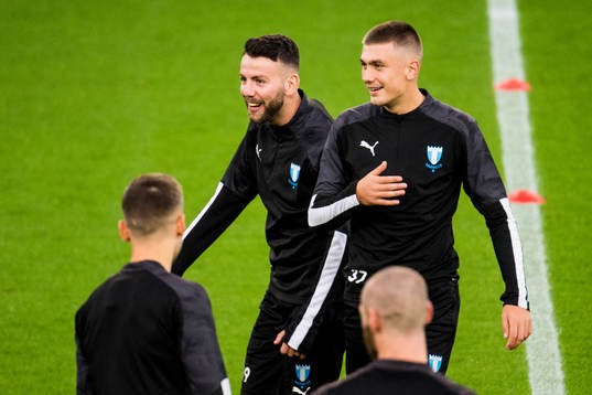 Erdal Rakip och Tim Prica of Malmö FF