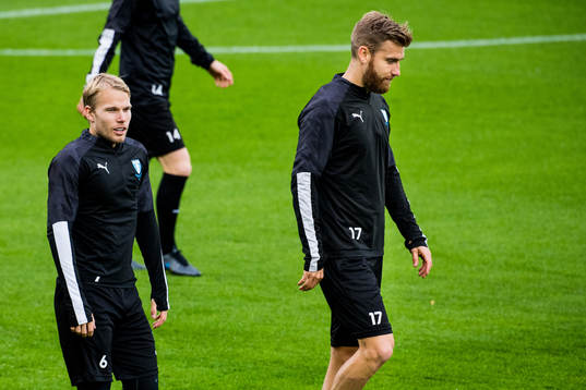 Oscar Lewicki and Rasmus Bengtsson of Malmö FF