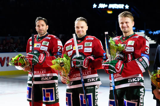 Frölundas Joel Lundqvist, Mats Rosseli Olsen och Nicklas