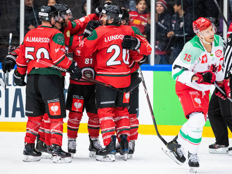 Joel Lundqvist of Frölunda celebrates scoring 8-2