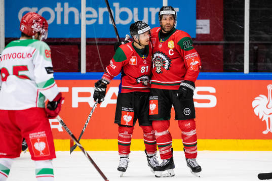 Joel Lundqvist of Frölunda celebrates scoring 7-2 with