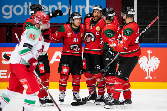 Joel Lundqvist of Frölunda celebrates scoring 7-2 with